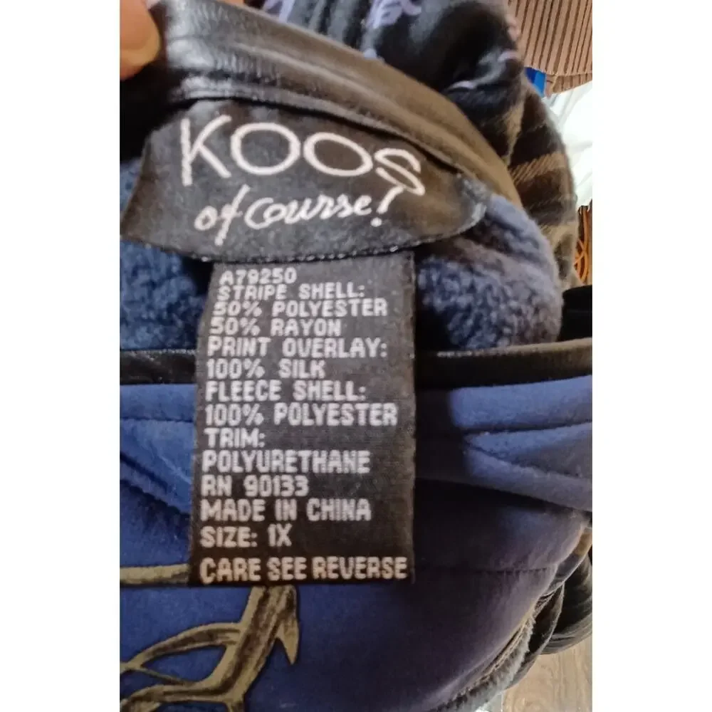 VTG Koos Of Course Womens 1X Chinese Script Reversible Coat Silk Overlay Artsy - Picture 7 of 8